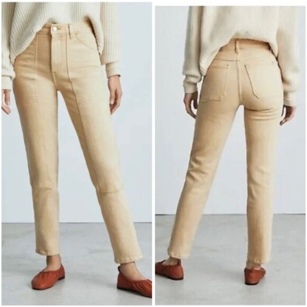 Everlane The Utility Cheeky Straight Leg Jeans in Tan Size 25